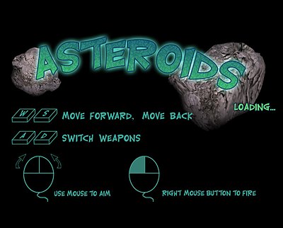 Asteroids title art and in-game imagery