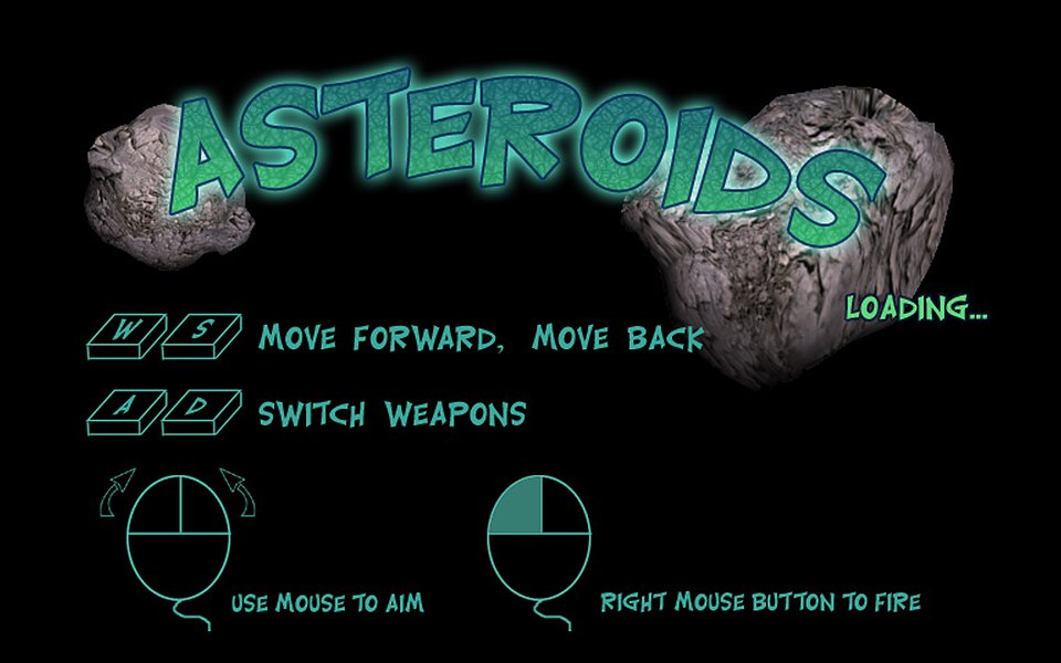Asteroids title art and in-game imagery