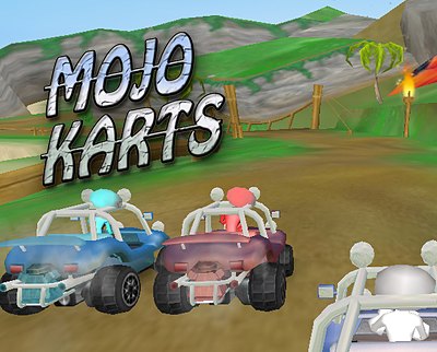 Mojo Karts title art and in-game imagery